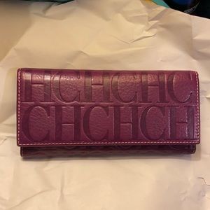 Carolina Herrera purple grape leather wallet